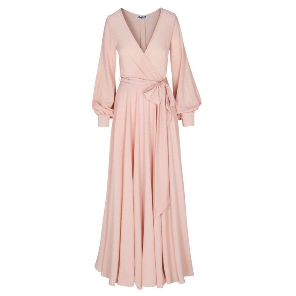 Meghan LA Lilypad light pink Maxi retro boho Dress sz L